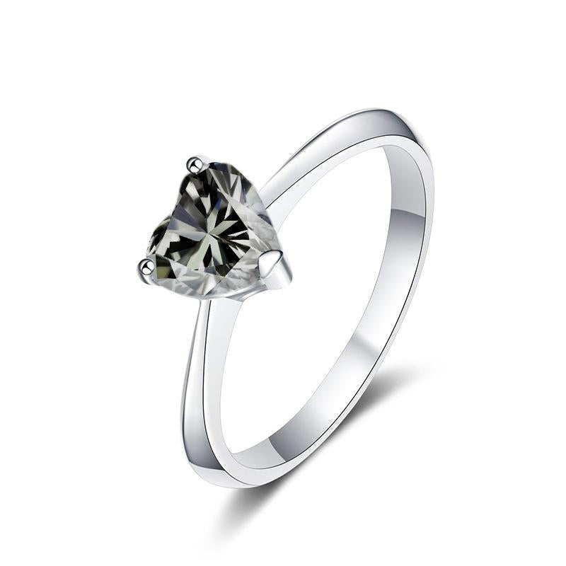 【#162】Heart-Shaped Moissanite Ring In 925 Sterling Silver