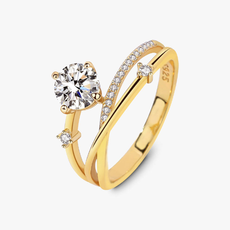 Affordable 925 Sterling Silver Moissanite Ring with 18K Gold Plating2